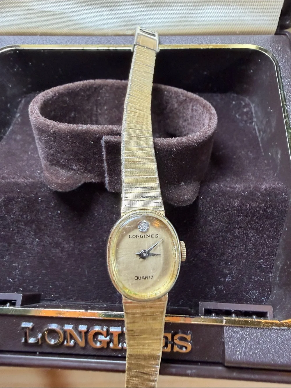 Longines Quartz Wrist Watch 10K Rolled Gold Box 6” Tested/Working Vintage Womens